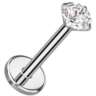 Titanium Labret zirconia prong setting 4mm base Push-In