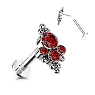 Titanium Labret 4 Zirconia Silver Push-In