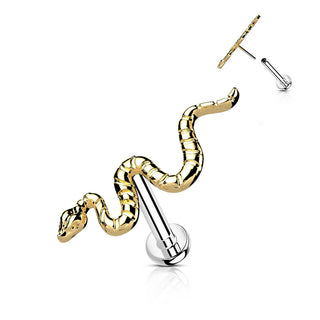 Titanium Labret Snake Gold Push-In