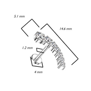 Titanium Labret Curved Zirconia Push-In