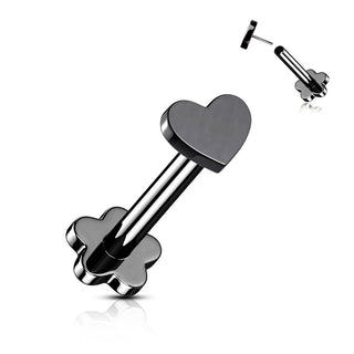 Titanium Labret Heart Flower Base Push-In