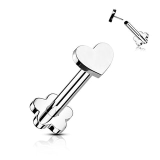 Titanium Labret Heart Flower Base Push-In