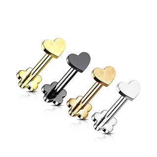 Titanium Labret Heart Flower Base Push-In