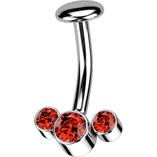 Titanium Belly Button Piercing 3 Zirconia Silver Push-In