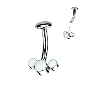 Titanium Belly Button Piercing 3 Opal Silver Push-In