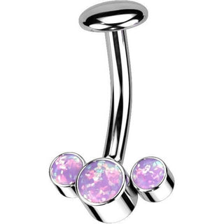 Titanium Belly Button Piercing 3 Opal Silver Push-In