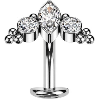 Titanio Piercing Ombelico Zirconi, Opali, Argento Push-In