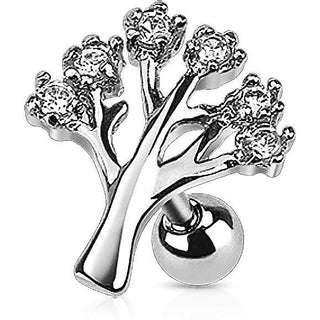 Barbell Tree Zirconia Silver