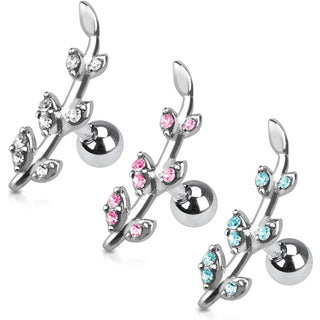 Barbell Pianta in zirconi e argento