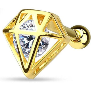 Barbell Diamond Zirconia Gold