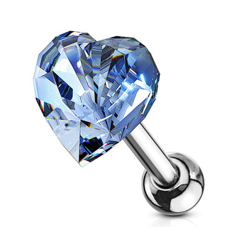 Barbell Base argento con zircone a cuore