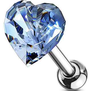 Barbell Heart Zirconia Silver