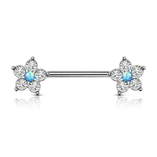 Piercing Capezzolo Fiori d´argento con zirconi
