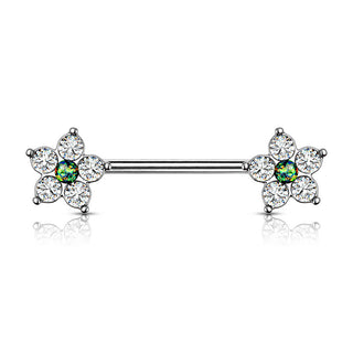 Piercing Capezzolo Fiori d´argento con zirconi