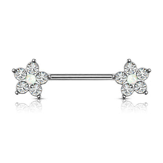 Piercing Capezzolo Fiori d´argento con zirconi