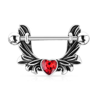 Piercing Capezzolo Ali d´angelo con cuore in zircone