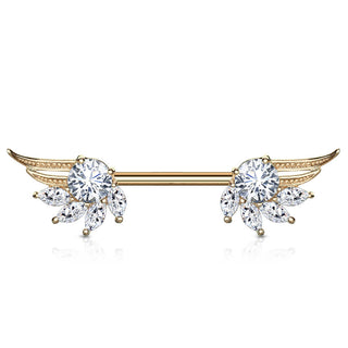 Piercing Capezzolo Ali d´angelo di zirconi