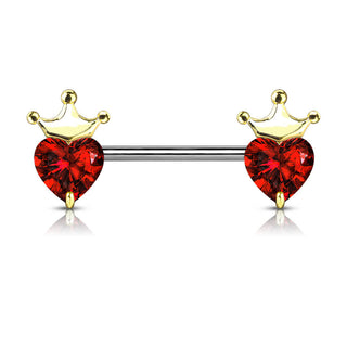 Piercing Capezzolo Cuore di zircone coronato