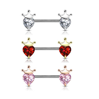 Piercing Capezzolo Cuore di zircone coronato