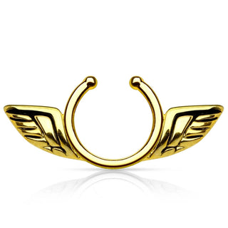 Fake piercing do sutka skrzydła anioła kolczyk rozginany