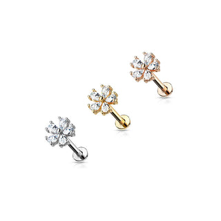 Labret Flower Zirconia Internally Threaded