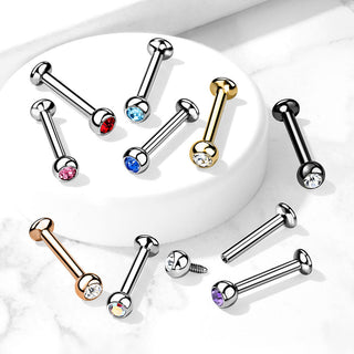 Labret Zirconia Ball Internally Threaded