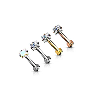 Labret Square Zirconia Internally Threaded