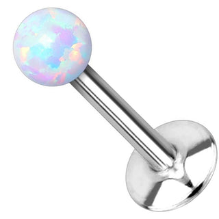 Labret Spherical Opal Silver Internally Threaded