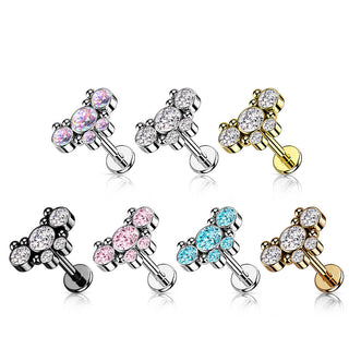 Labret Butterfly Zirconia Internally Threaded