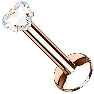 Labret Heart Zirconia Internally Threaded