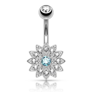 Belly Button Piercing Flower Zirconia