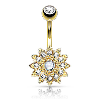 Belly Button Piercing Flower Zirconia