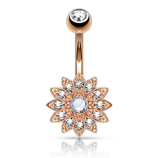 Belly Button Piercing Flower Zirconia