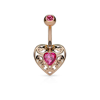 Belly Button Piercing Heart Zirconia