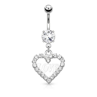 Piercing Ombelico Cuore di zirconi pendente