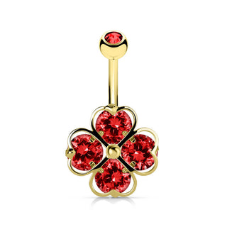Piercing Ombelico Quadrifoglio di zirconi