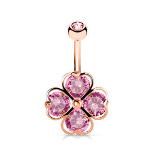 Piercing Ombelico Quadrifoglio di zirconi