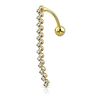Piercing Ombelico Pendente a Zig Zag di zirconi