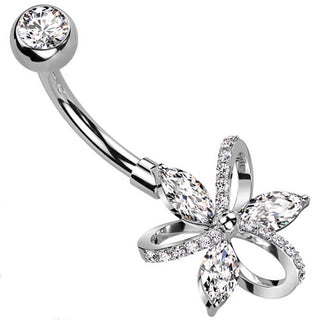 Belly Button Piercing Flower Zirconia