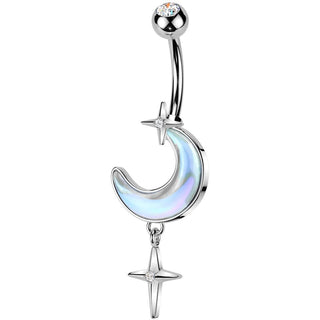 Piercing Ombelico luna crescente attraversare pendente zircone