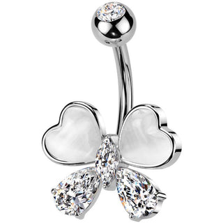 Belly Button Piercing butterfly zirconia cat's eye stone
