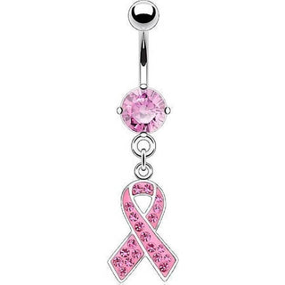 Piercing Ombelico Pendente campagna cancro al seno in zirconi