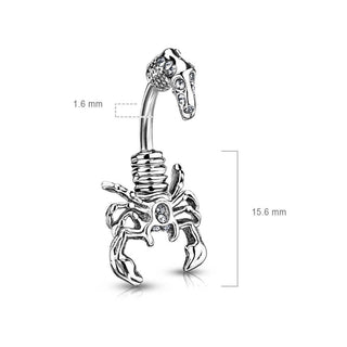 Piercing Ombelico Scorpione zircone e argento