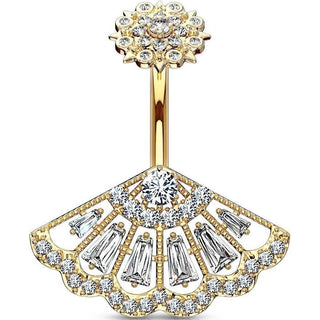 Piercing Ombelico Ventaglio di zirconi Filettatura Interna