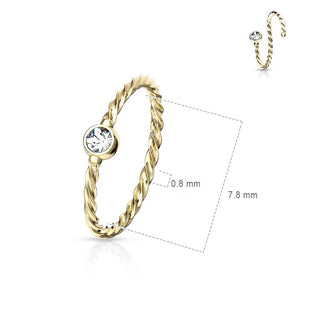 Anello Piercing Anello ritorto con zircone Pieghevole