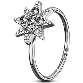 Anello Piercing Stella di zirconi Pieghevole