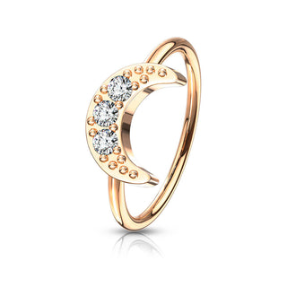 Anello Piercing Luna di zirconi Pieghevole