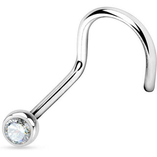 Kolczyk do nosa zakręcony cyrkonia srebrny
