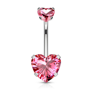 Belly Button Piercing Heart Zirconia Internally Threaded