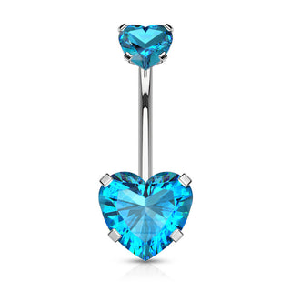 Belly Button Piercing Heart Zirconia Internally Threaded